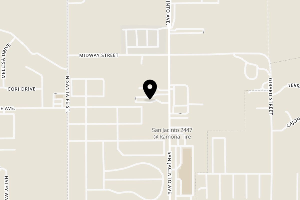 Map showing the location of Emilio's Mexican Restaurant & Cantina on 2340 S San Jacinto Ave in San Jacinto